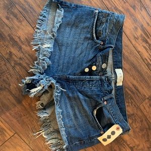 Denim, high rise shorts
